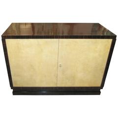 Italian 1940s/ 1950s Parchment and Macassar Ebony Cabinet 2