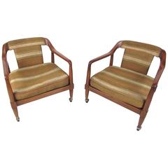 Unique Pair Mid-Century Modern Rolling Side Chairs