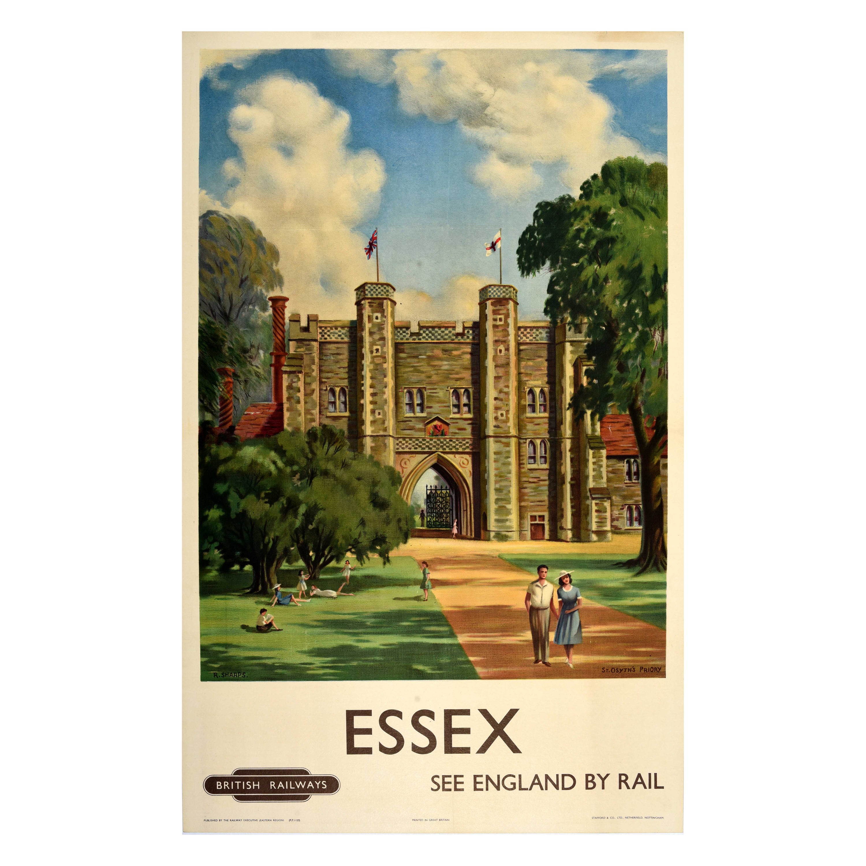 Original Vintage British Railways Travel Poster Essex St Osyth's Priory England For Sale