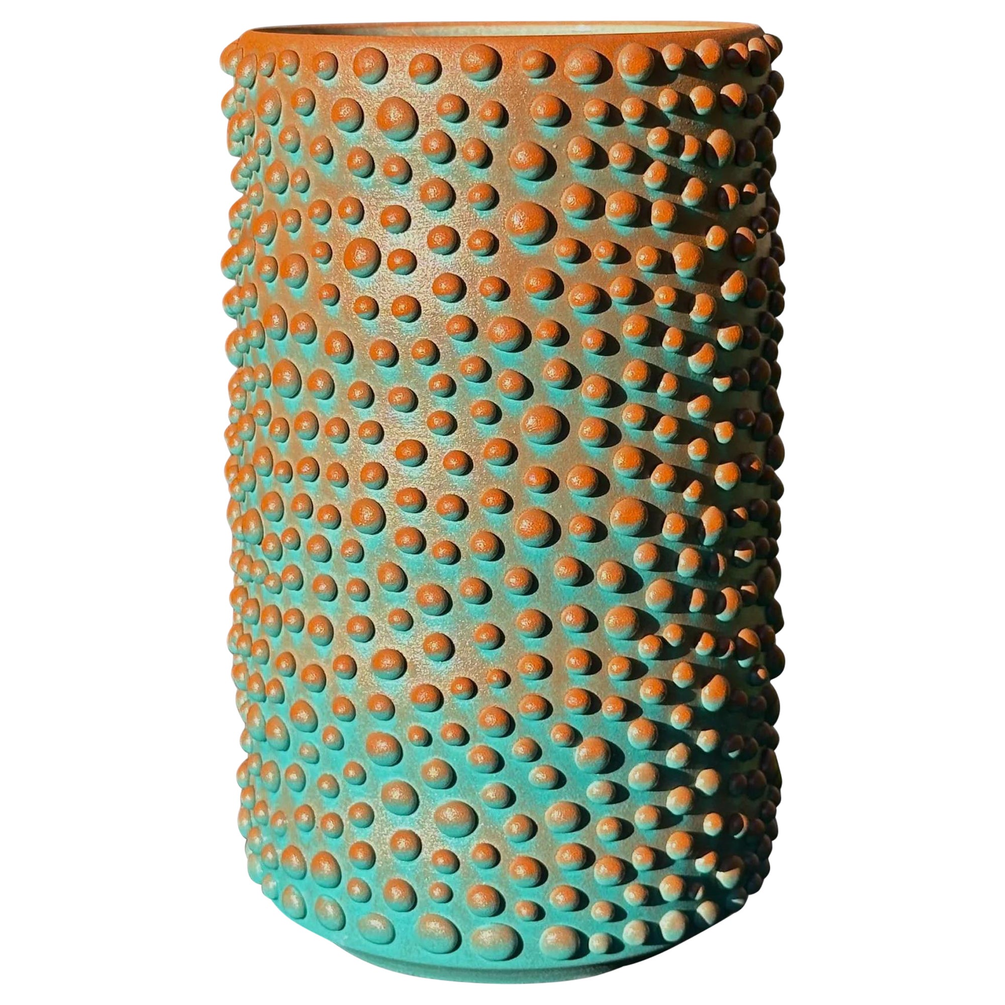 Aqua und Lachs Organic Dot Ombre Vase im Angebot