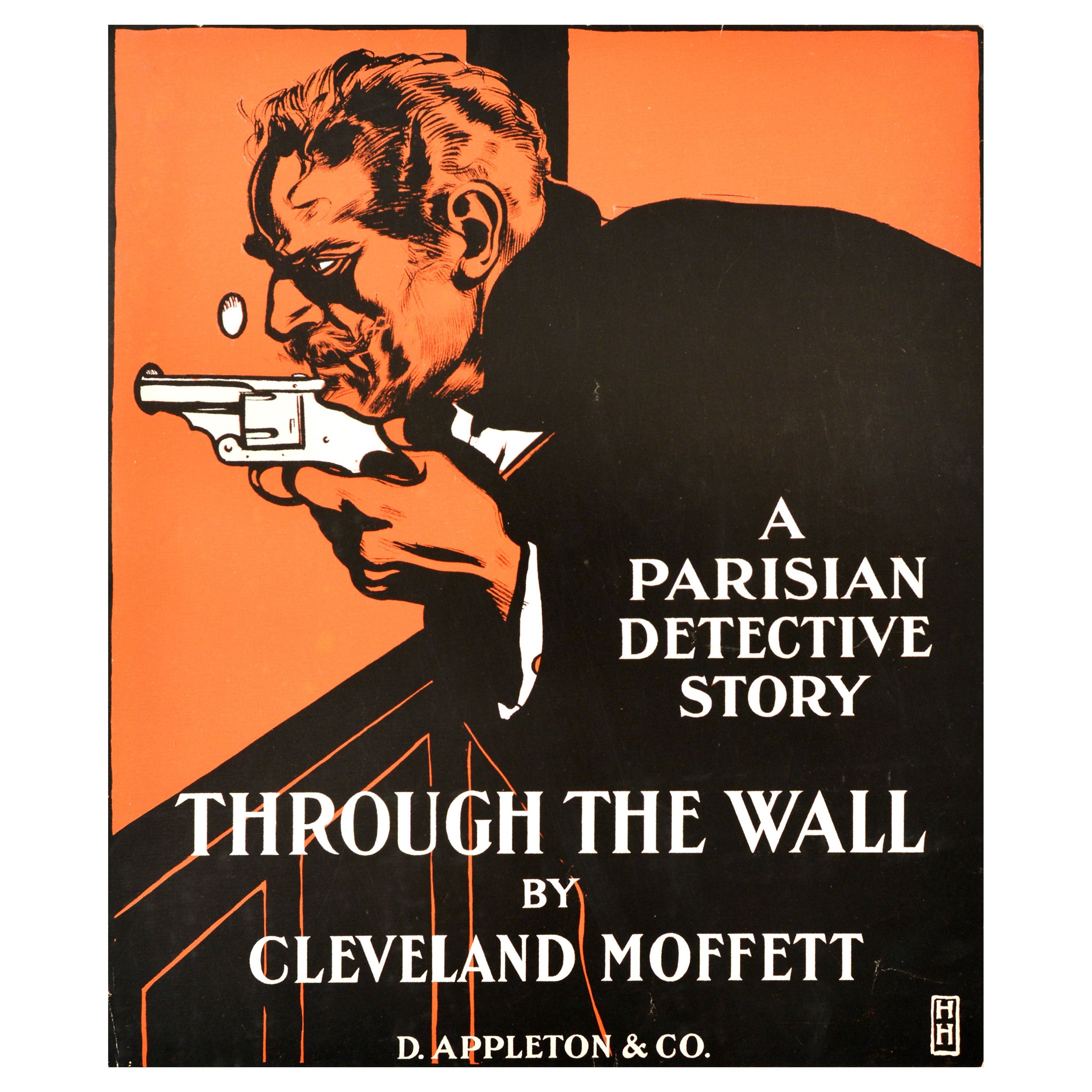 Original Antique Book Advertising Poster Through The Wall Cleveland Moffett For Sale