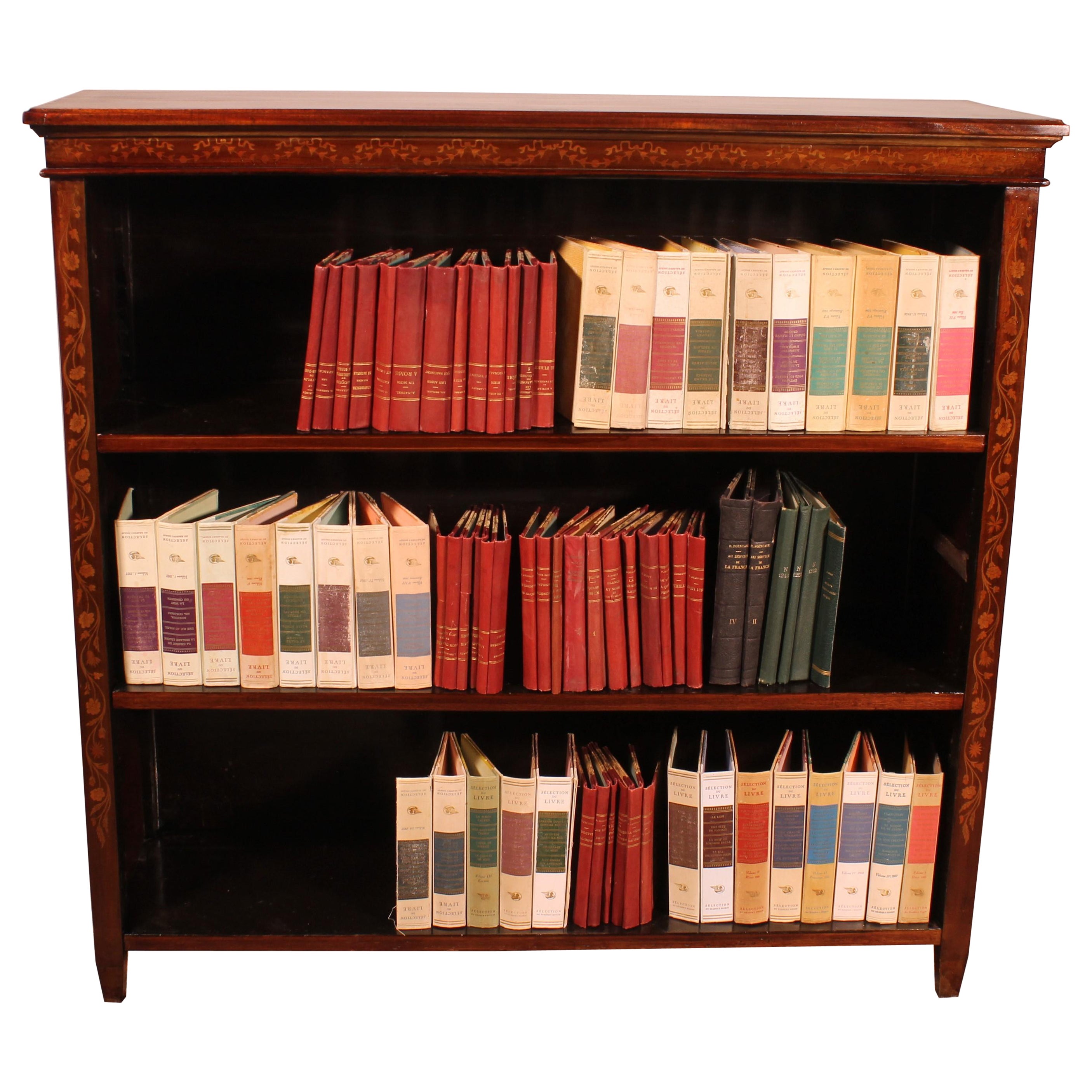 Open Bookcase In Mahogany And Marquetry From The 19th Century-england For Sale