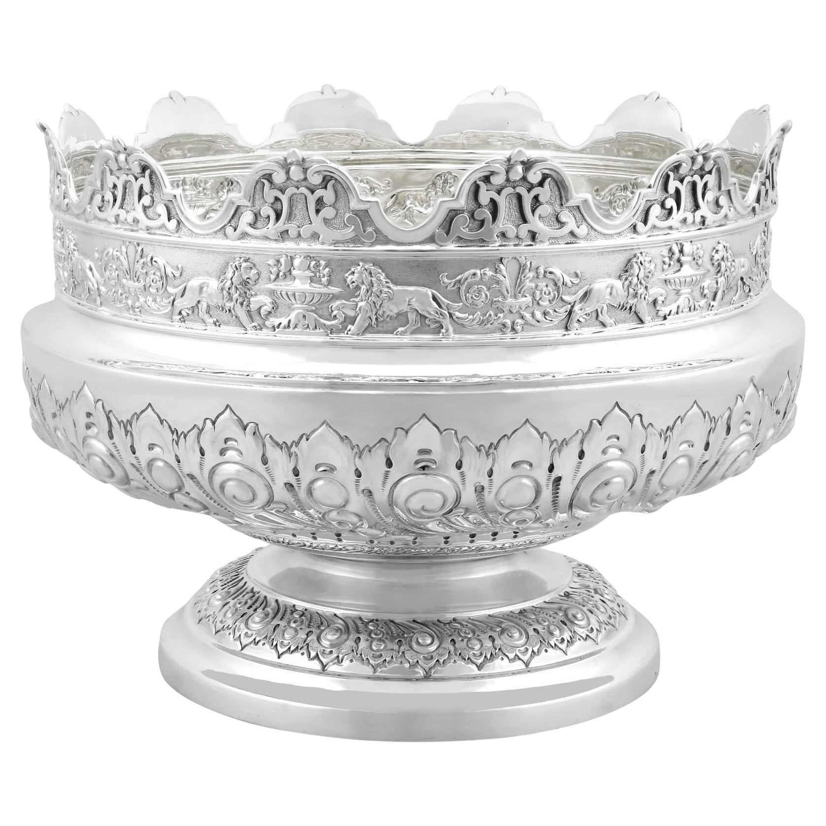 Antique Sterling Silver Presentation Bowl Monteith Style Victorian (1899)