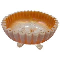 Used Dugan Pie Crust Peach Opal Cherries Bowl