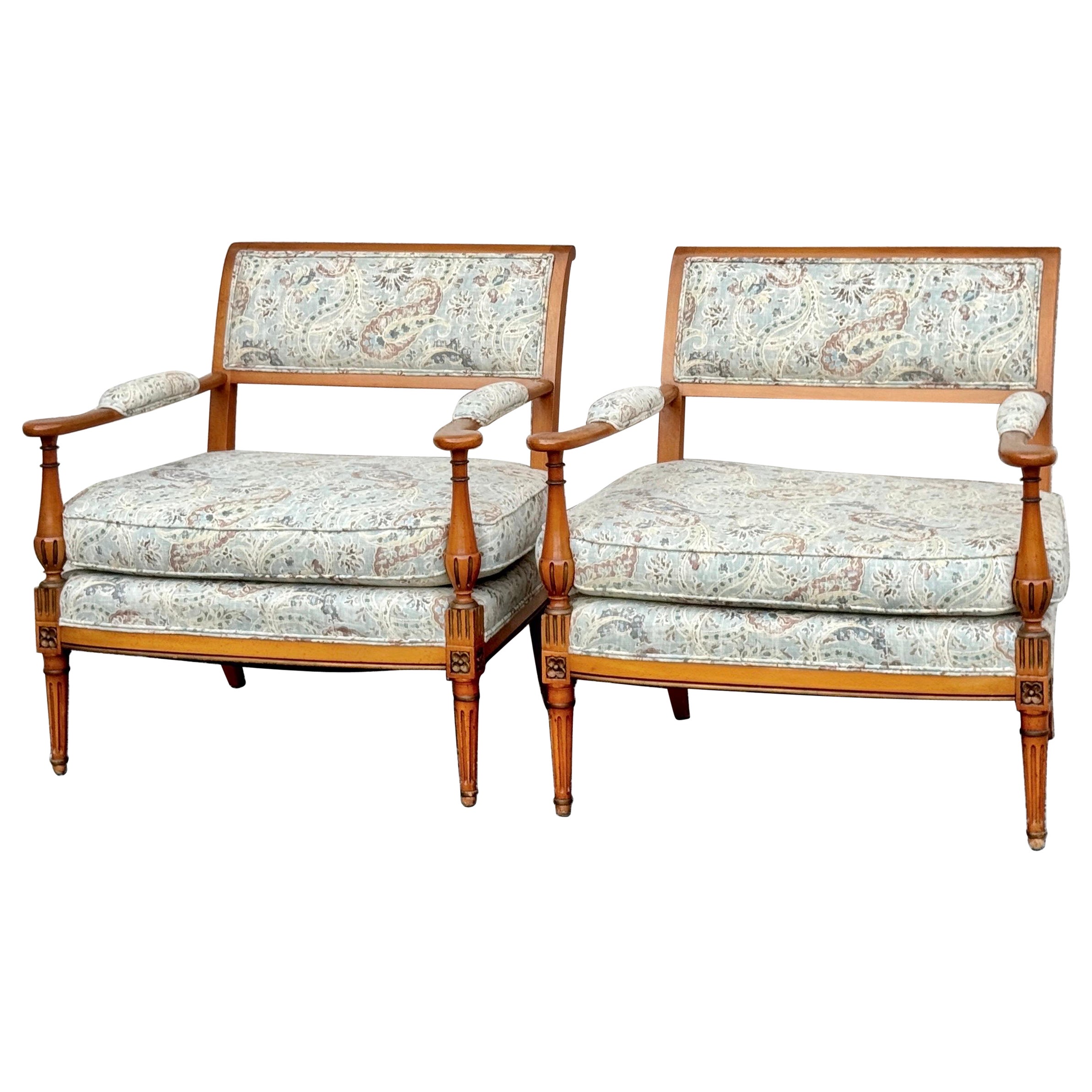 Pair of Louis XVI Style Marquis Armchairs For Sale