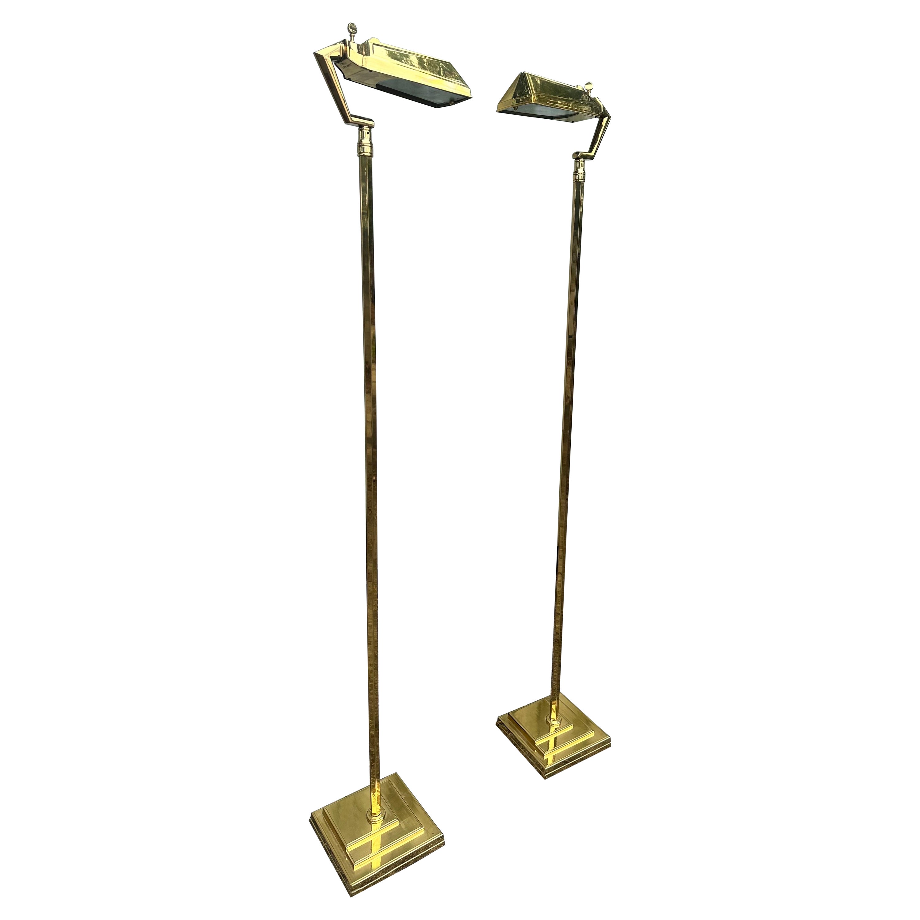 Pair Of Relco Vintage Italian Brass Floor Lamps Design by Fratini