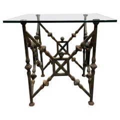 Vintage Italian table in solid iron and bronze heads Sicily circa 1950