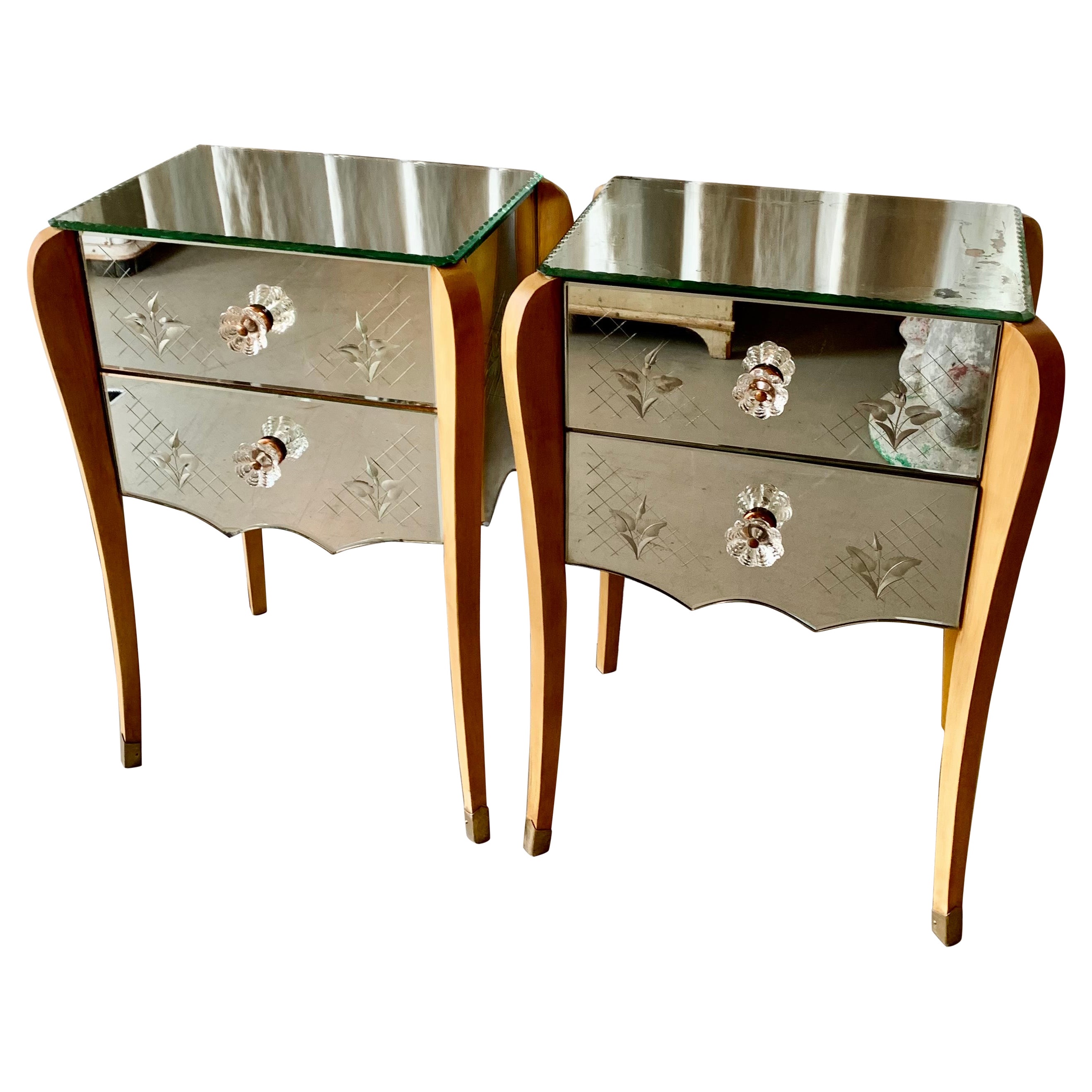 Pair of Bedside Tables - Venetian Style For Sale