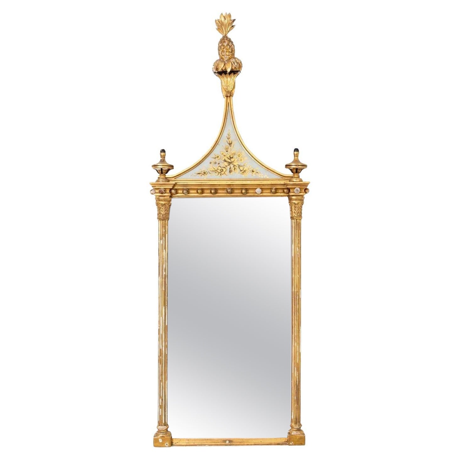 Federal Style Gilt Framed Mirror with Pineapple Finial, Early 20th C. American For Sale