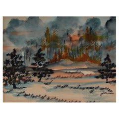 Aquarelle du feu de la forêt de Cheyenne Mountain, 1948