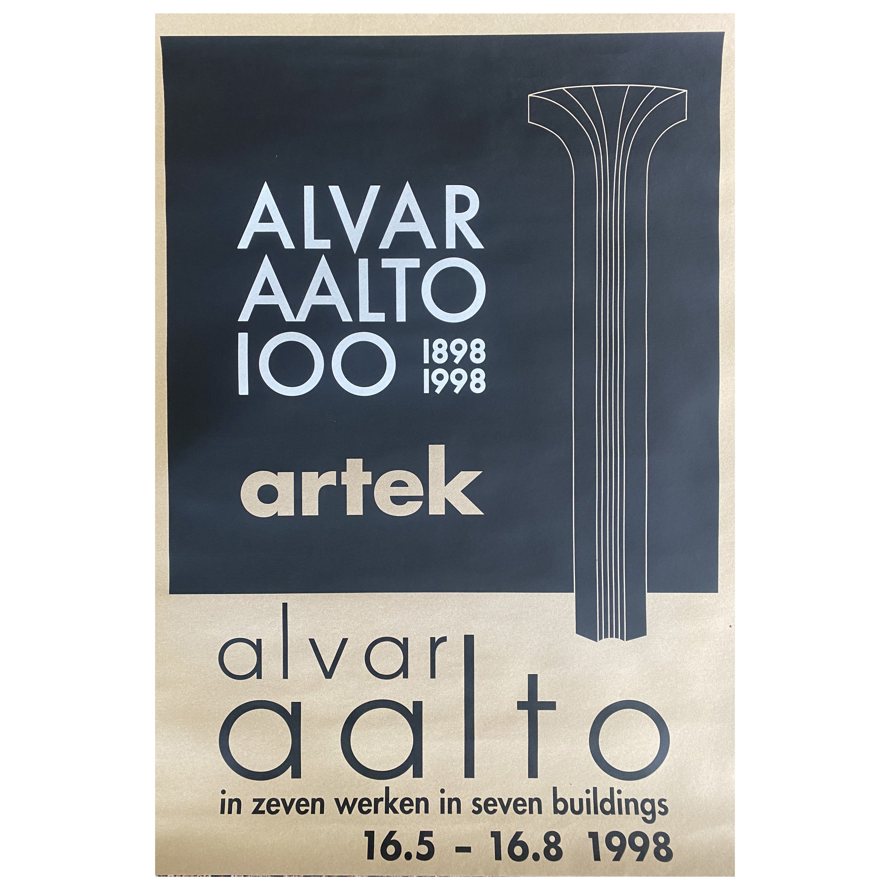 Alvar Aalto Exhibition Artek poster 'seven buildings'  1998 Finnish Design