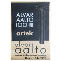 Alvar Aalto Exposition Artek poster 'seven buildings' (sept bâtiments)  Design finlandais 1998 