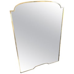 1950s Gio Ponti Style Mid-Century Modern Solid Brass Italian Wall Mirror