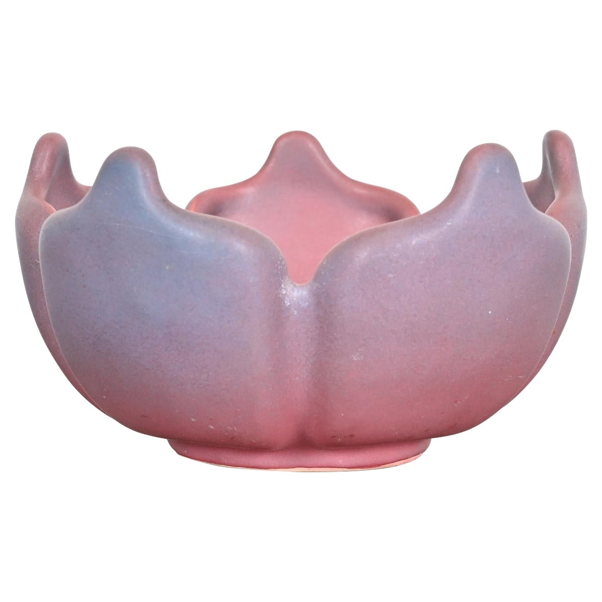 Van Briggle Arts & Crafts Tulip Form Pink and Lavender Glazed Ceramic Bowl For Sale