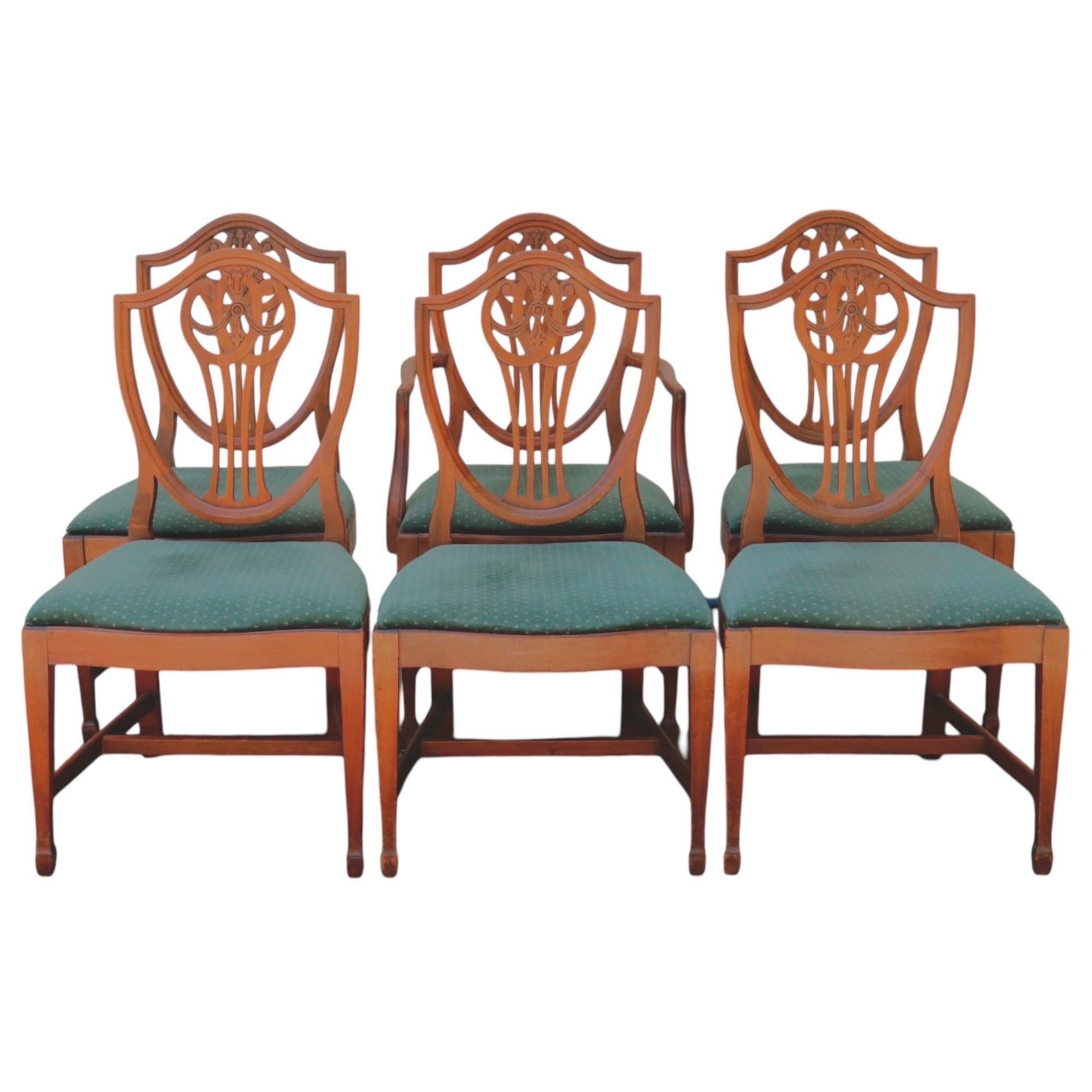 1937 Macys Shield Back Dining Chairs - Set of 6 For Sale
