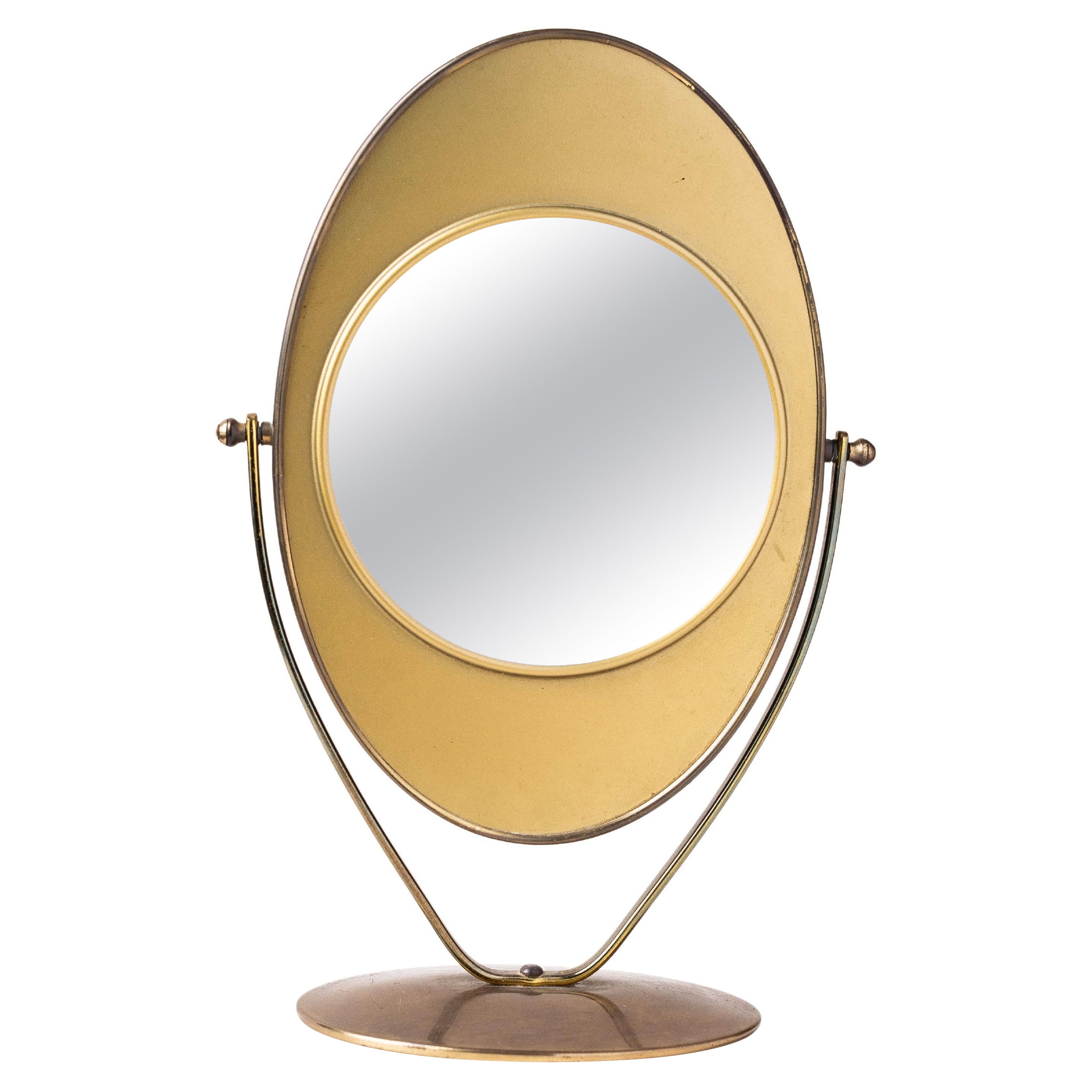 Double Sided Vanity Mirror in Brass 1960s For Sale