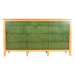 Modern Shaker Style Green Stained and Natural Maple Twelve-Drawer Dresser