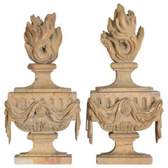 Pair of Continental Neoclassical Carved Wooden Capitals, late 18th century