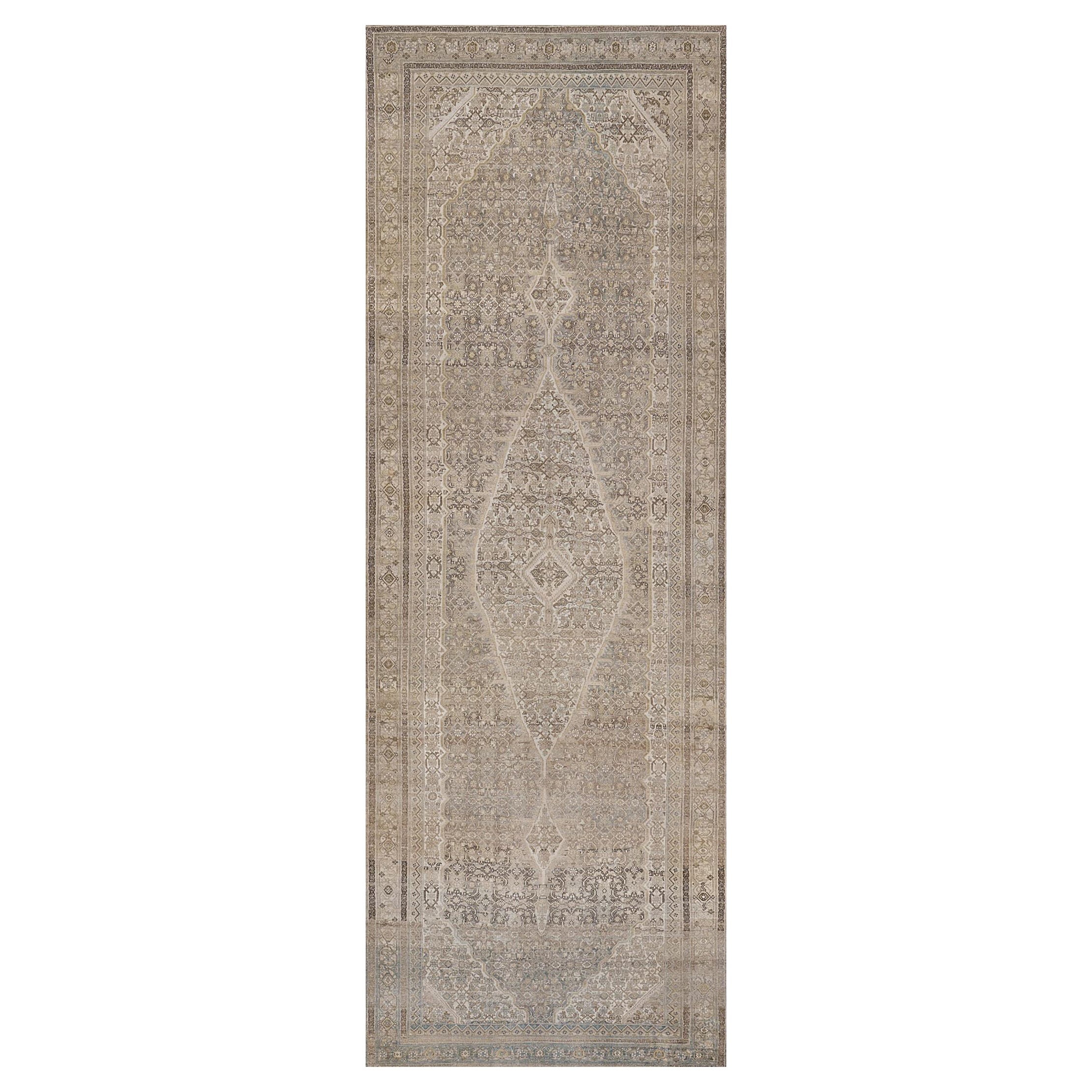 Antique Wool Hand-Knotted Persian Serab Runner Large Size - 8'x23' For Sale