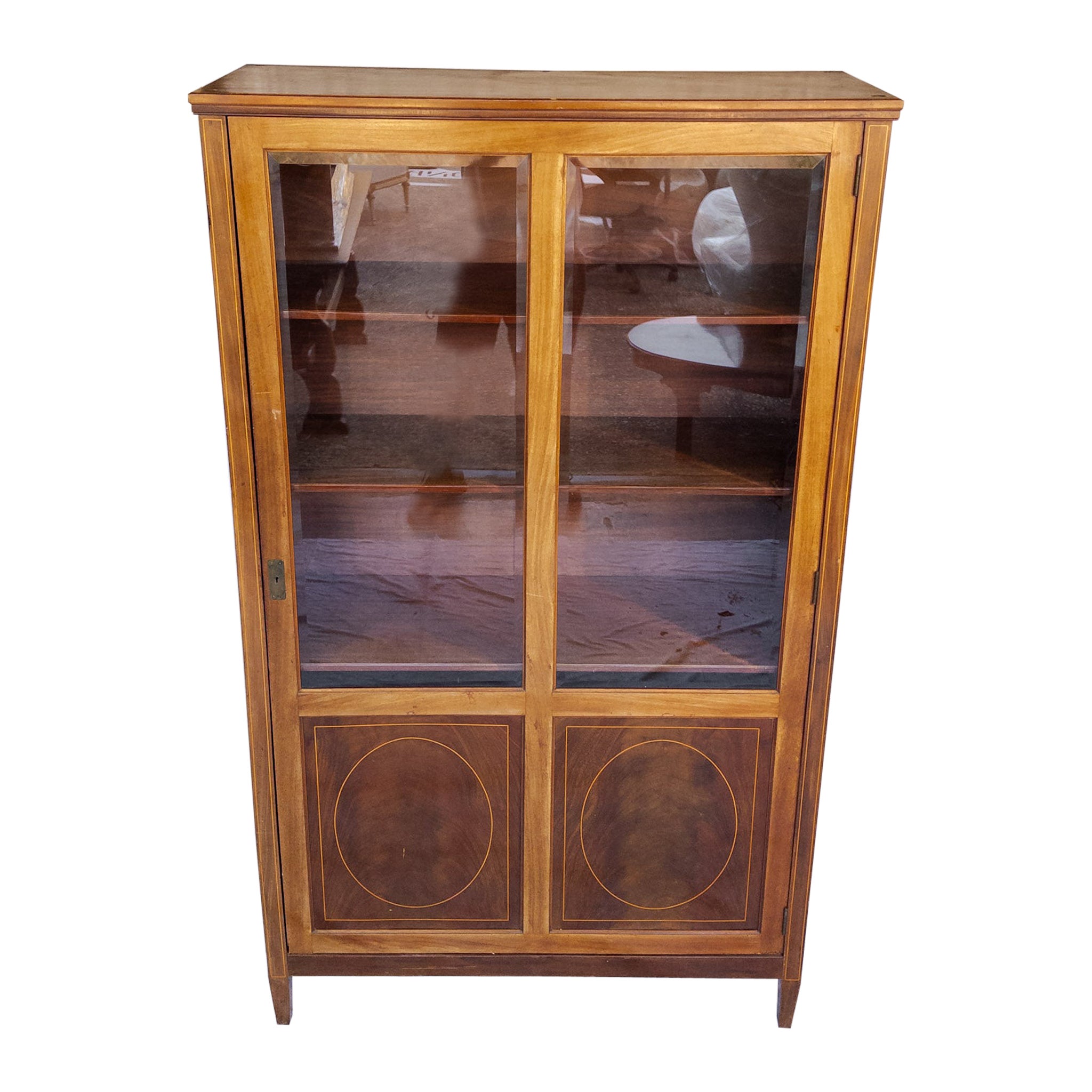 19th Century English Mahogany and Satinwood Cabinet For Sale
