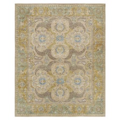 Rug & Kilim’s Polonaise Style rug in Beige with Gold and Blue Floral Patterns