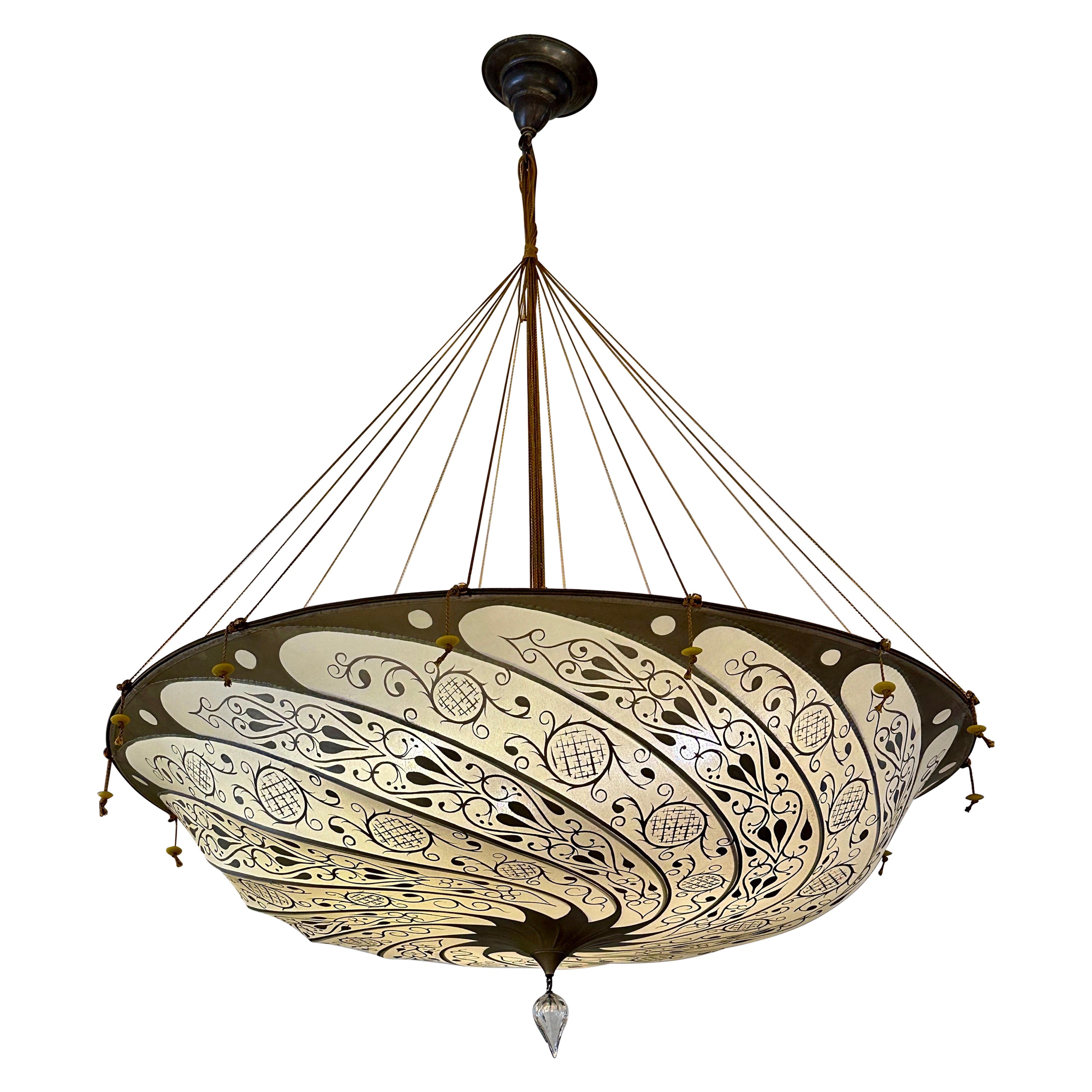 Vintage Venetian Silk Fortuny Hanging Light/ Chandelier