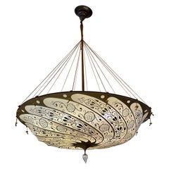 Retro Venetian Silk Fortuny Hanging Light/ Chandelier