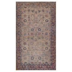 Grand tapis Persan Tabriz 14'8 "x25' Vintage Circa-1920 noué à la main en laine à motifs floraux