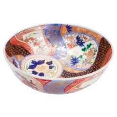 Used Japanese Meiji Period Imari Porcelain Punch Bowl or Centerpiece