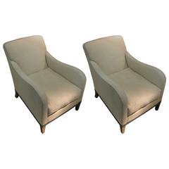English Pair Upholstered Club Chairs, 1920s