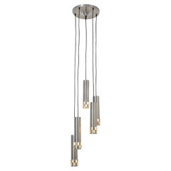 Philips Attributed Lámpara colgante de 5 luces de tubo cromado con detalle de resina