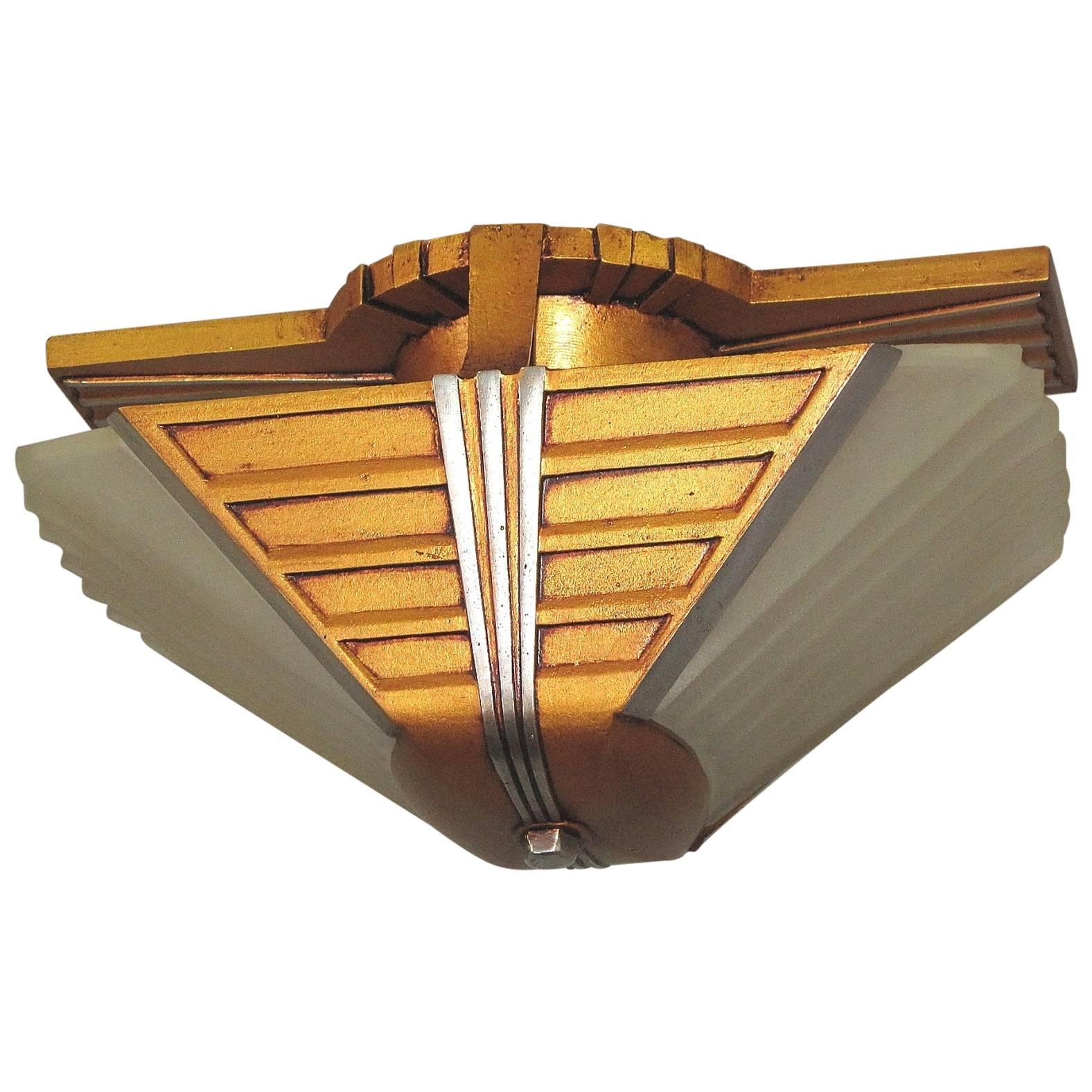 1930s Mid-Century Two Bulb Flush Mount Ceiling Fixture 2 available