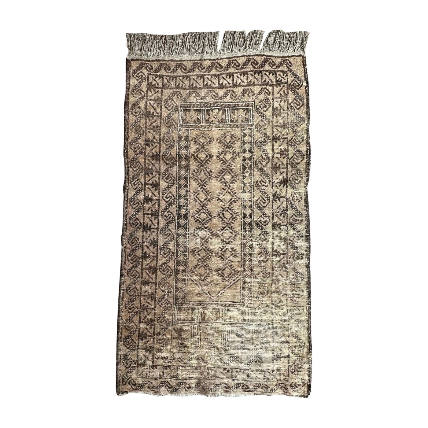 Bobyrug’s pretty faded mid century Baluch rug  For Sale