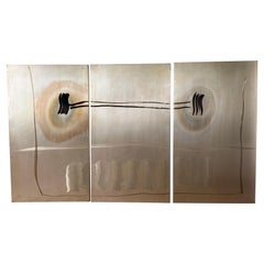 Brutalist Acid Etched Abstract Modern Wall Art Panels - signiert M. Pena