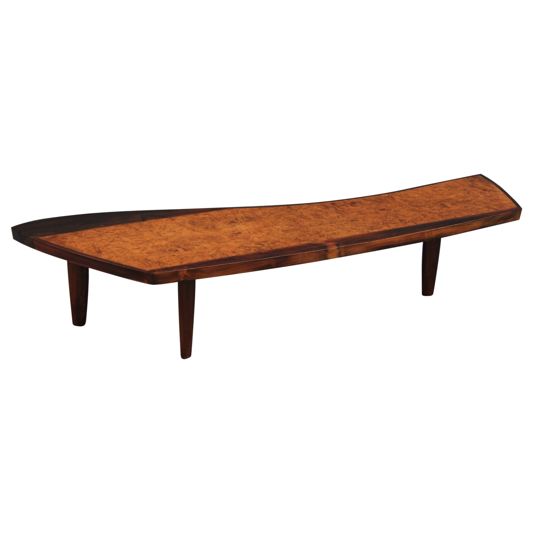George Nakashima for Widdicomb Model 200-66w "Sundra" Coffee Table Rosewood/Burl For Sale