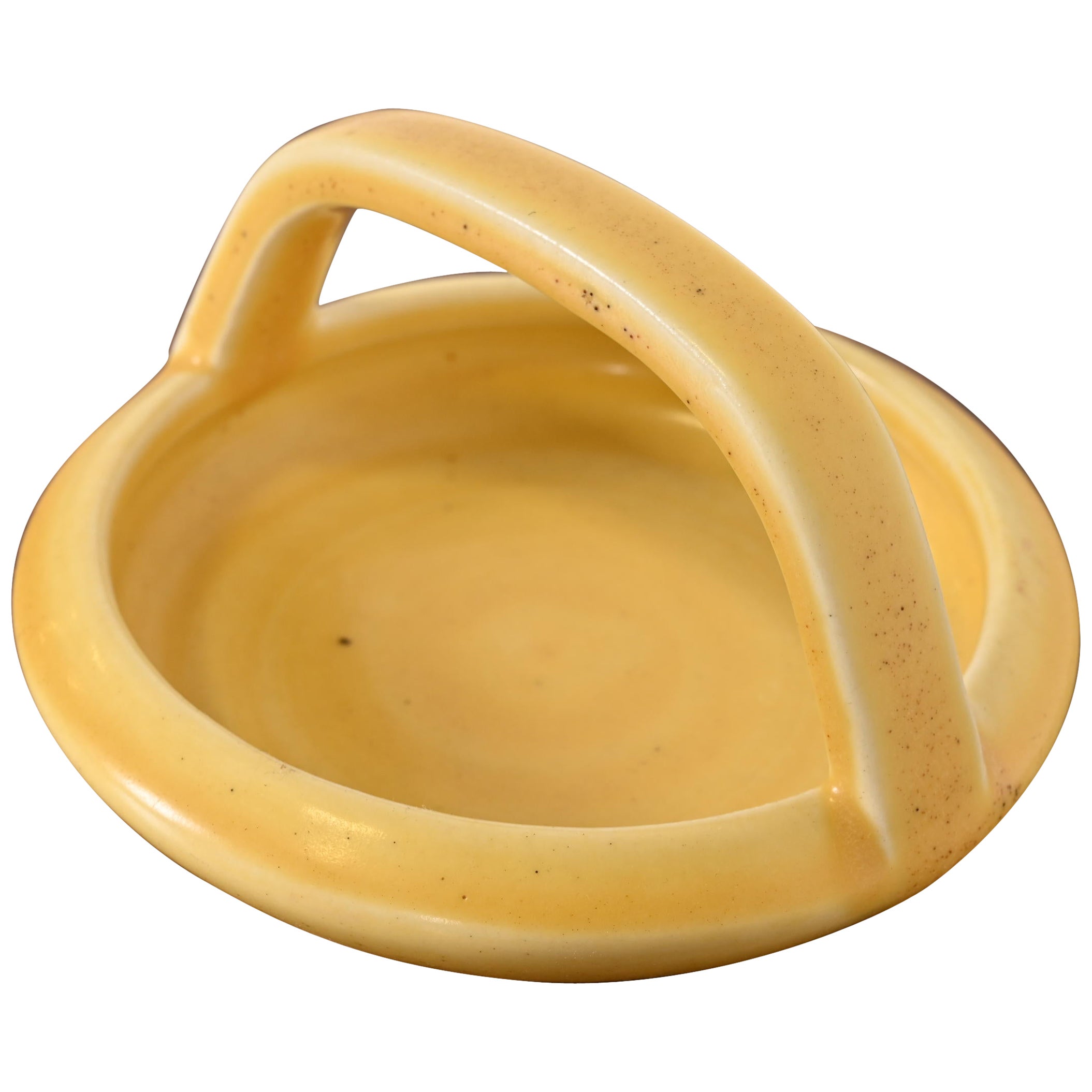 Rookwood Pottery Arts & Crafts Glazed Ceramic Yellow Handled Bowl or Ashtray For Sale