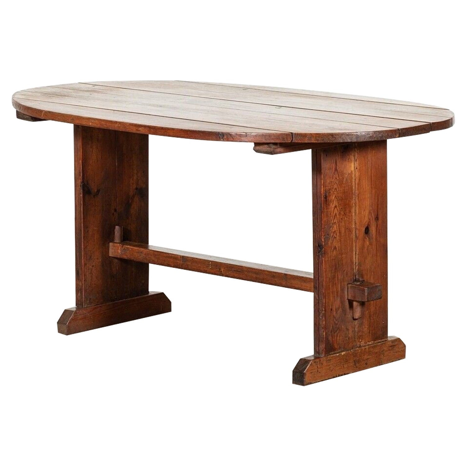 English Pine Oval Refectory Table For Sale