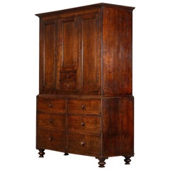 Antique Large Georgian English Oak Linen Press Cupboard
