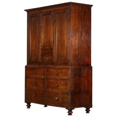 Large Georgian English Oak Linen Press Cupboard