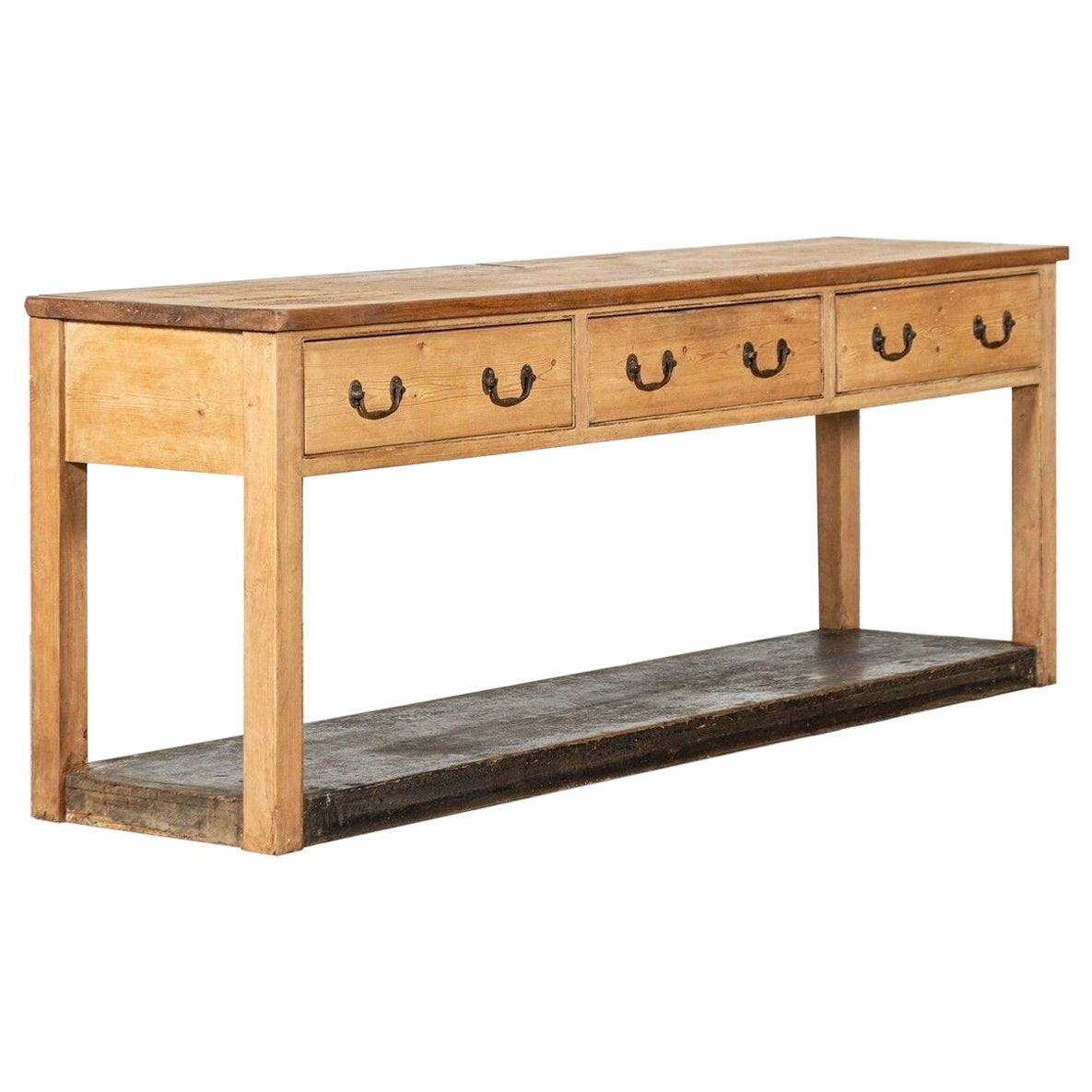 Monumental English Georgian Country House Pine Potboard Dresser Base