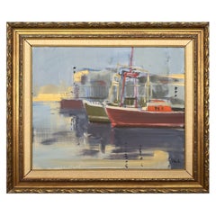 Peinture à l'huile d'un paysage côtier pour un bateau 