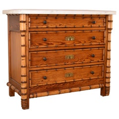 Antique 19th Century French Faux Bamboo Chest of Drawers