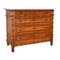 Antique 19th Century French Faux Bamboo Chest of Drawers