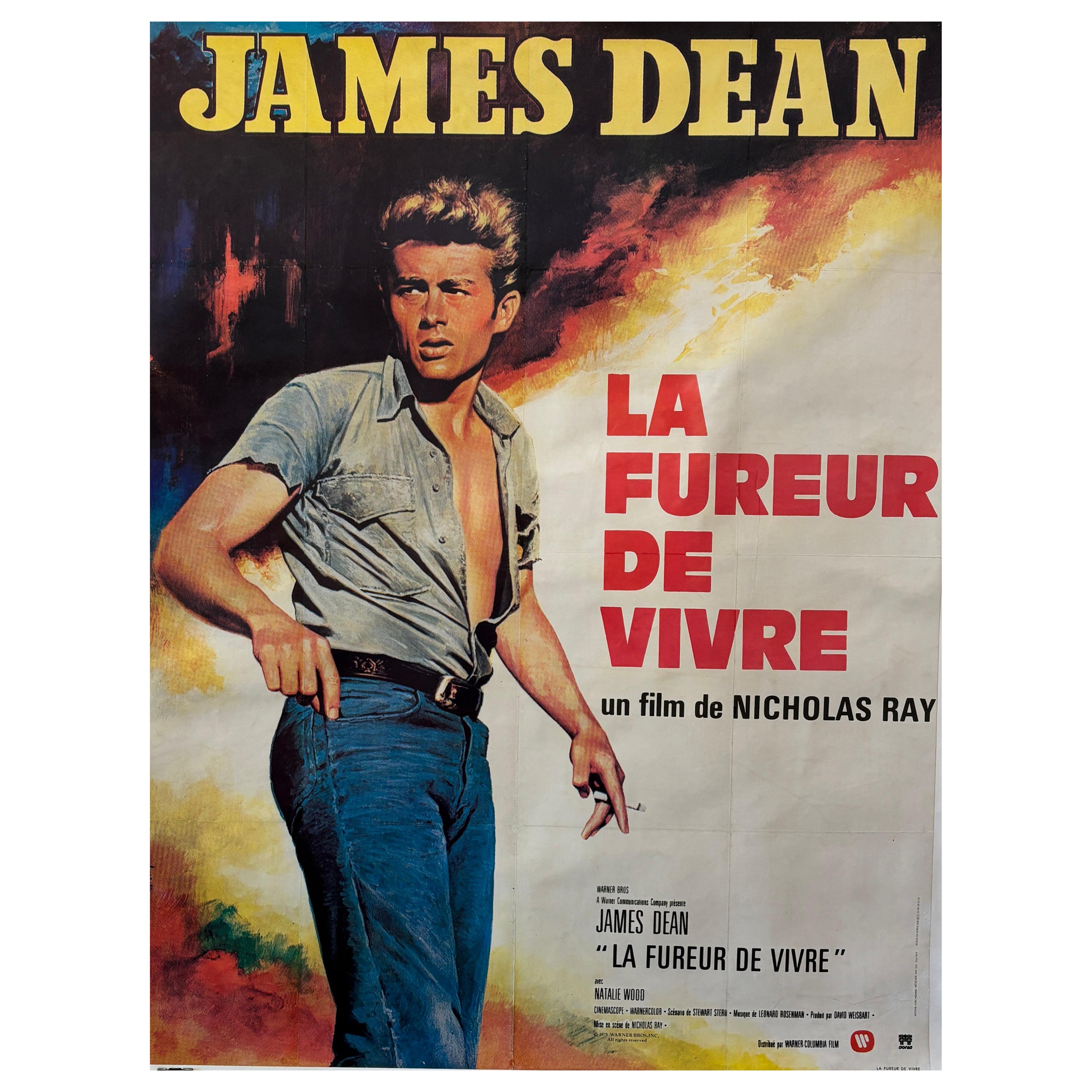  Affiche rétro originale du film français "Rebel Without a Cause", JAMES DEAN en vente