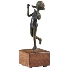 Vintage Bronze Mounted Statuette of a Girl