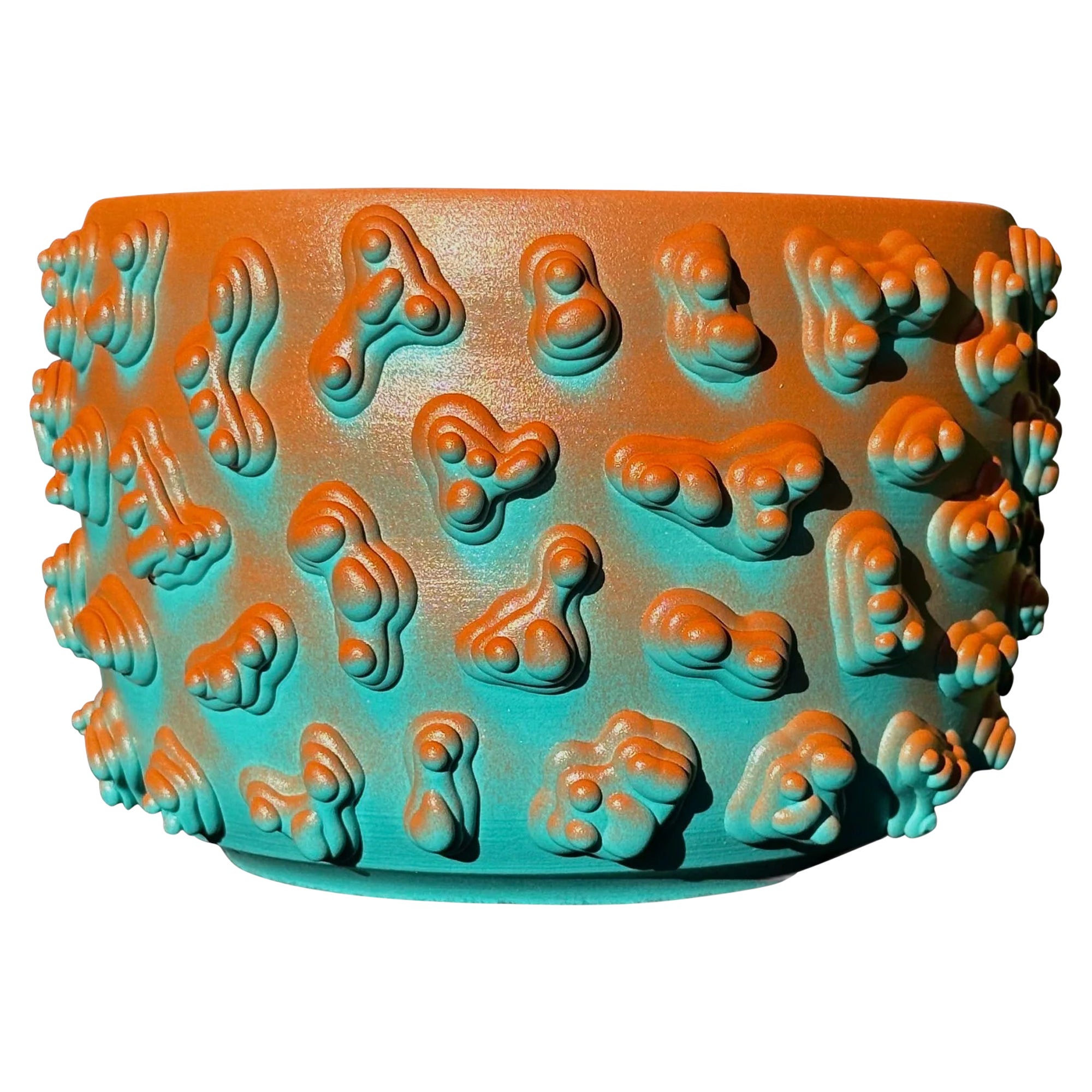 Large Orange And Teal Amoeba Ombre Planter