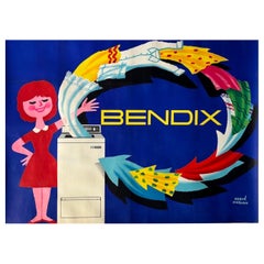 Affiche publicitaire française originale du milieu du siècle dernier, BENDIX par H. MORVAN, 1965
