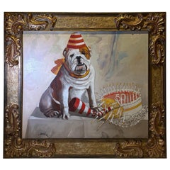 Peinture d'un bulldog anglais par George van Herwaarde 