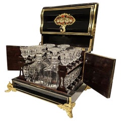 Antique French Napoleon III Boulle style Dry Bar Liquor Cabinet Cellaret Bronze 19th C.