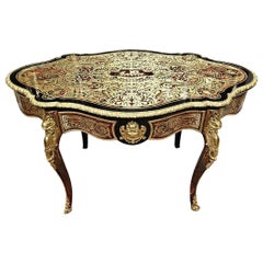  Table française Napoléon III Boulle Marqueterie Laiton Bronze doré 19ème siècle